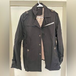 Women’s Black Trench Coat with Polka Dot Lining